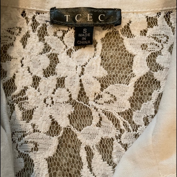 TCEC White Floral Lace Zip Up Bomber Jacket Sz: S - Picture 2 of 5